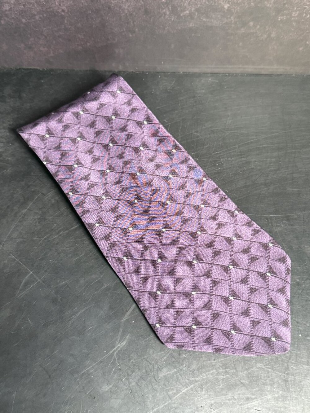 Bill Blass Purple Geometric Silk Tie Made in Mexico